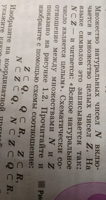 Прочитай и изобрази с помощью схемы соотношение: Z⊂Q, Q⊂R, Z⊂R, N⊂Z⊂Q, N⊂Z⊂Q⊂R