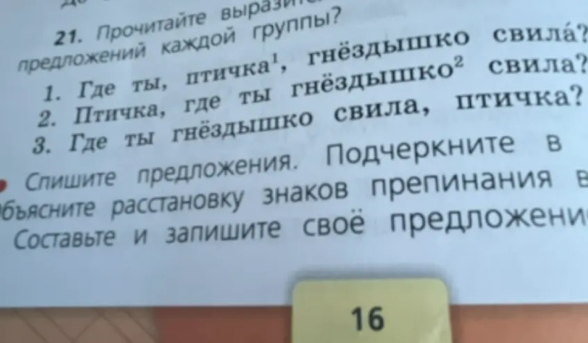 Объясни расстановку знаков препинания в предложении 'Где ты, птичка, гнёздышко свила?'