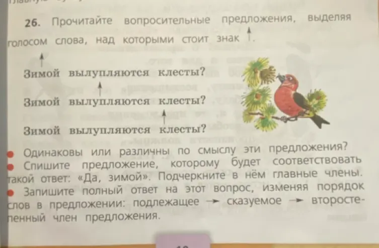 Ты просишь выполнить упражнение по русскому языку: прочитать вопросительные предложения, выделить голосом слова, определить одинаковы ли предложения по смыслу, списать предложение и записать полный ответ на вопрос.