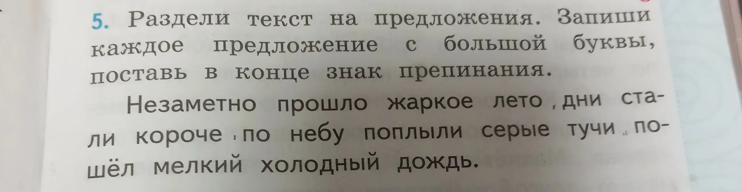 Раздели текст на предложения, запиши каждое предложение с большой буквы, поставь в конце знак препинания