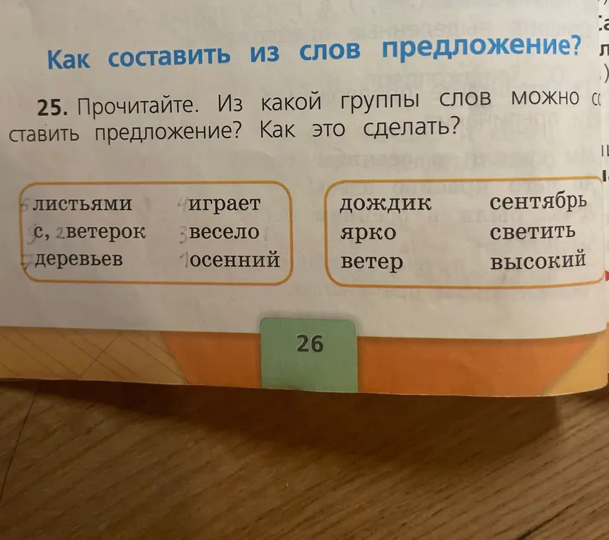 Из какой группы слов можно составить предложение?