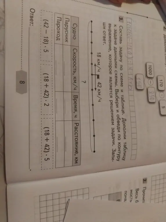 Составь задачу по схеме и таблице