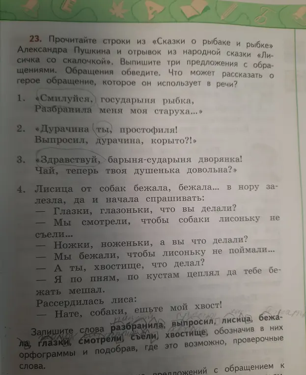 Выпиши три предложения с обращениями из текста.