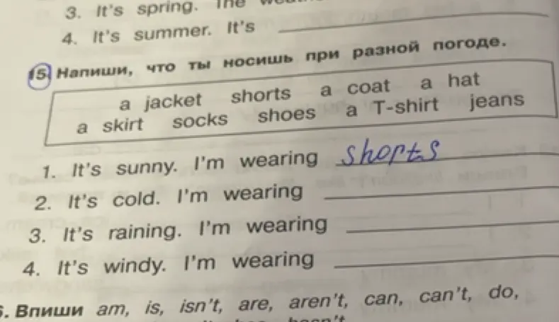 Составь предложения, что надеть, если холодно, идет дождь или ветрено.