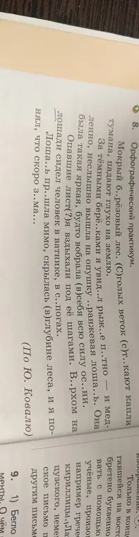 Ты просишь вставить пропущенные буквы в тексте упражнения и объяснить свой выбор