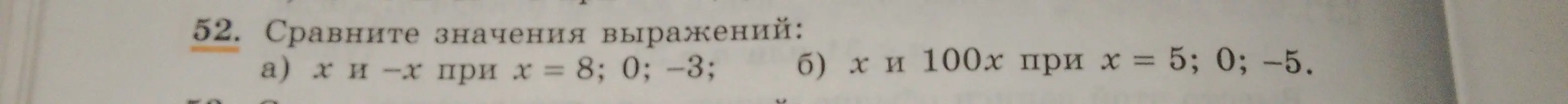 Ты просишь сравнить значения выражений: x и -x при x = 8, 0, -3