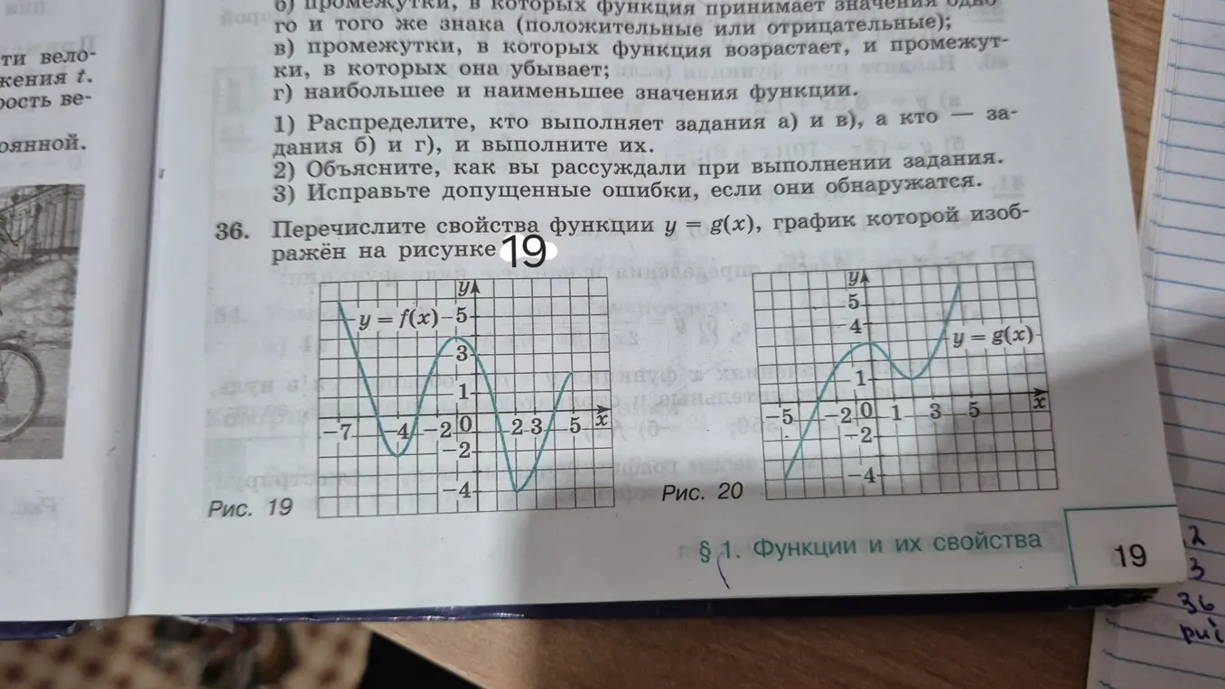 Перечисли свойства функции y = g(x), график которой изображён на рисунке