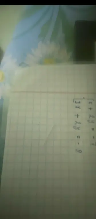 Реши систему уравнений: 3y + x = -9, 2y + x = -4