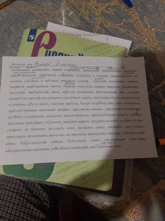 Над каждым словом нужно написать проверочное слово