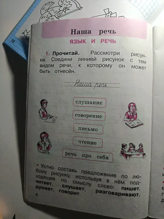 Соедини линией рисунок с тем видом речи, к которому он может быть отнесён