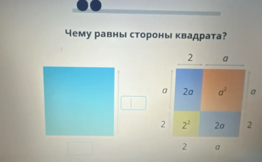 Определи, чему равна сторона квадрата, изображенного на картинке