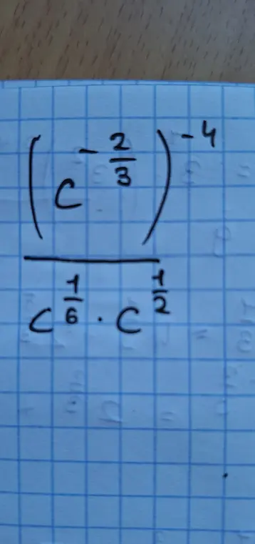 Помоги упростить выражение (c^(-2/3))^(-4) / (c^(1/6) * c^(1/2))