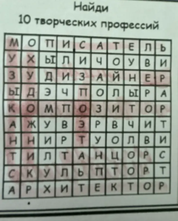 Найти 10 творческих профессий