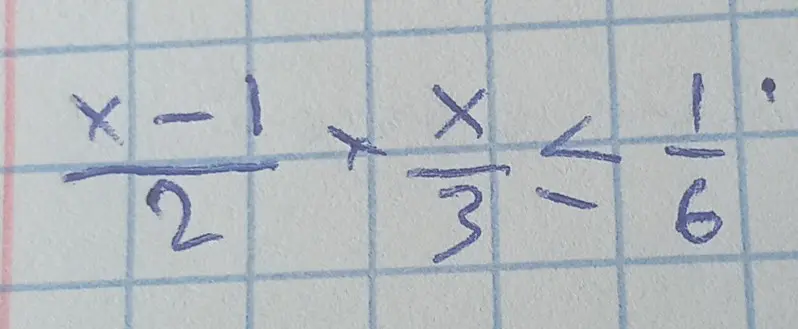 Реши неравенство (x-1)/2 < x/3 - 1/6