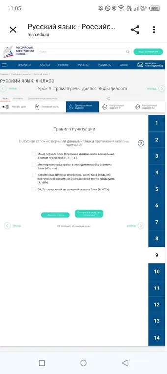 Выбери строки с верными данными, где знаки препинания указаны частично