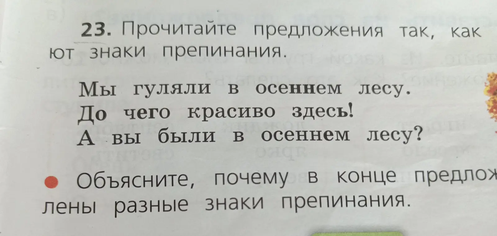 Объясни, почему в конце предложений поставлены разные знаки препинания