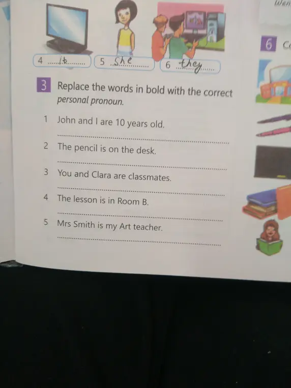Помоги заменить выделенные слова в предложении 'John and I are 10 years old' на правильное личное местоимение