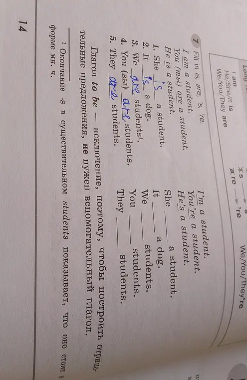 Заполни is, are, 's, 're в предложениях под номерами 1-5