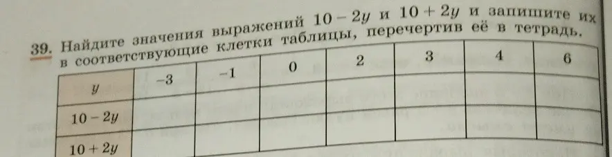 Найди значения выражений 10-2у и 10 + 2у, если y = -3