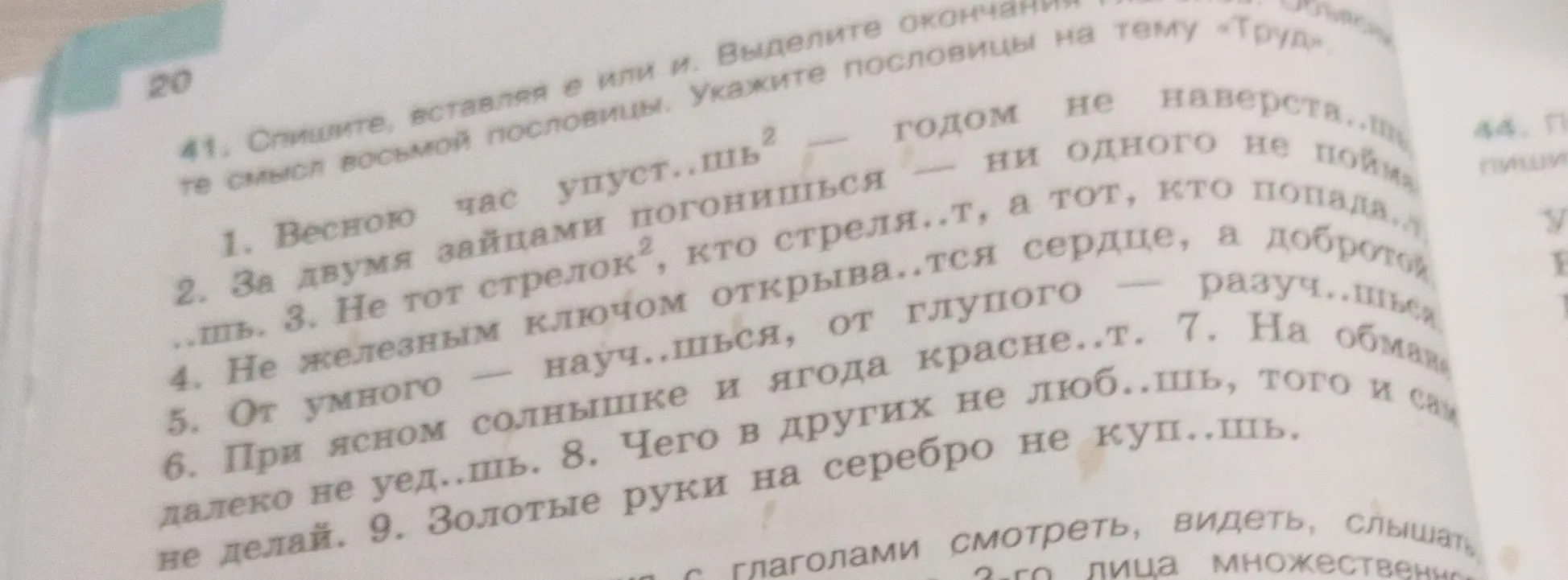 Предложи вставить пропущенные буквы в пословицы