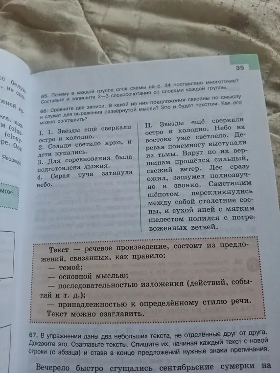 Сравни две записи. В какой из них предложения связаны по смыслу и служат для выражения развёрнутой мысли?
