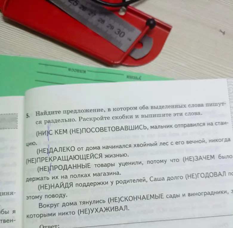 На основе текста определи предложение, в котором оба выделенных слова пишутся раздельно, раскрыв скобки и выписав эти слова