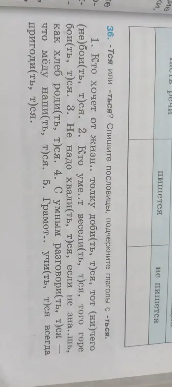Ты просишь списать пословицы и подчеркнуть глаголы с -ться в упражнении.