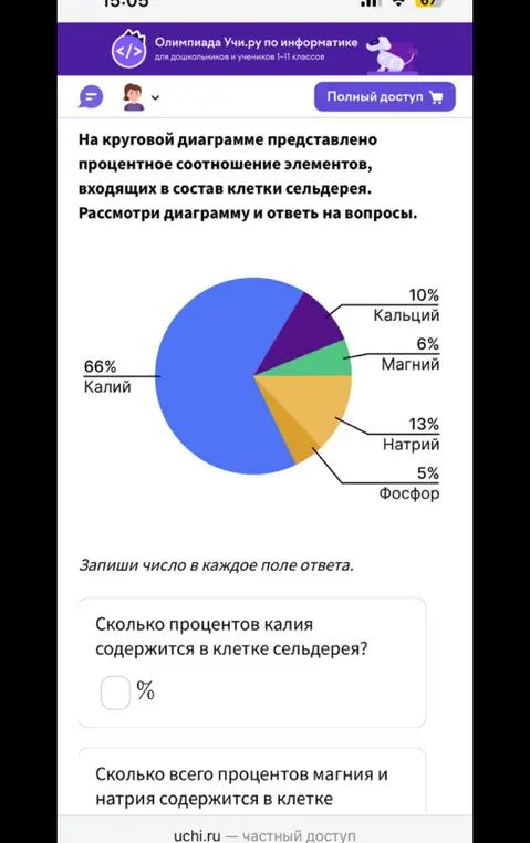 Сколько процентов калия содержится в клетке сельдерея?