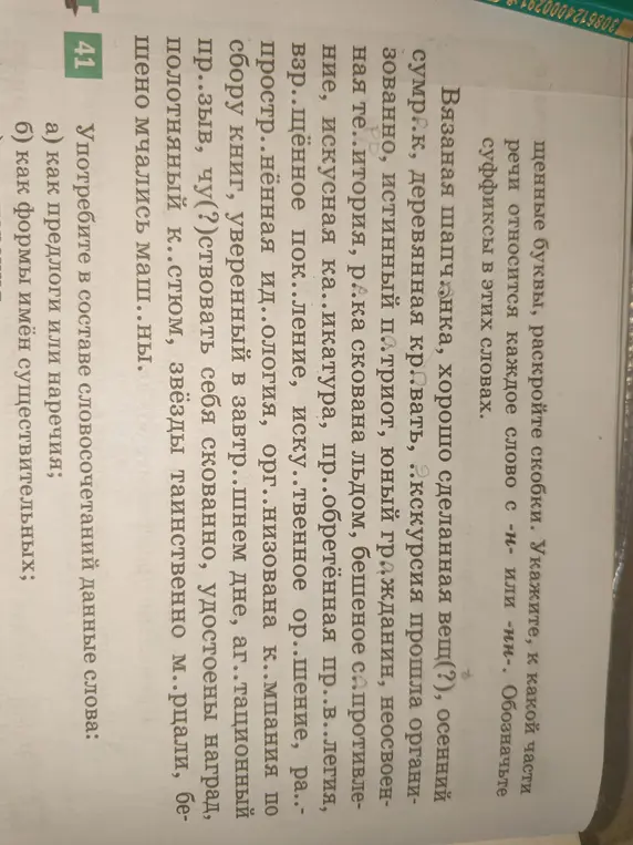 Вставь пропущенные буквы в словах и раскрой скобки.