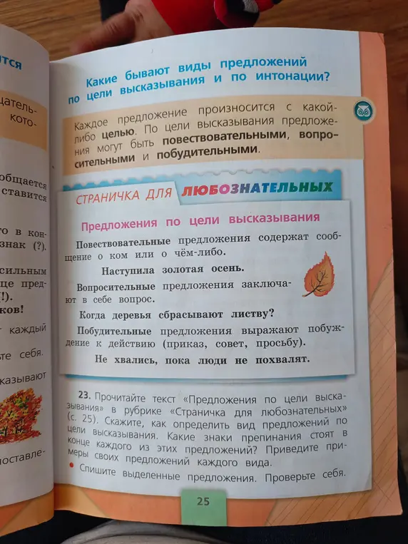 Как определить вид предложений по цели высказывания и какие знаки препинания в них стоят?