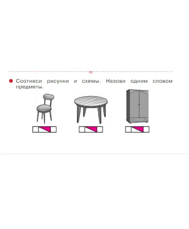 Соотнеси рисунки и схемы, и назови одним словом предметы.