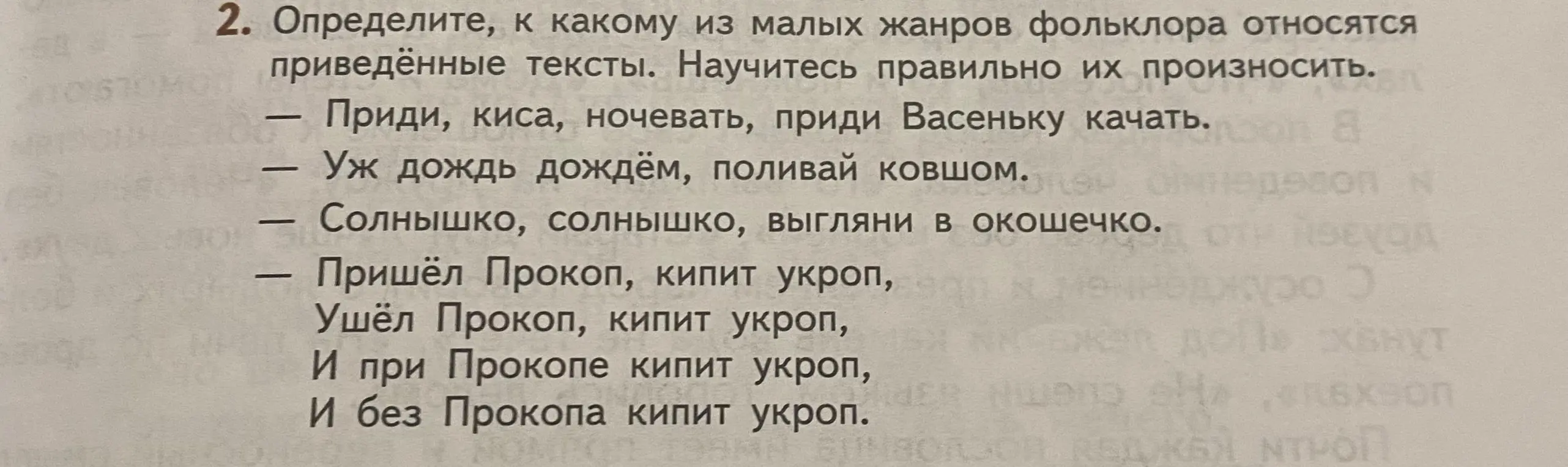 Определи, к какому из малых жанров фольклора относится текст 'Приди, киса, ночевать, приди Васеньку качать'