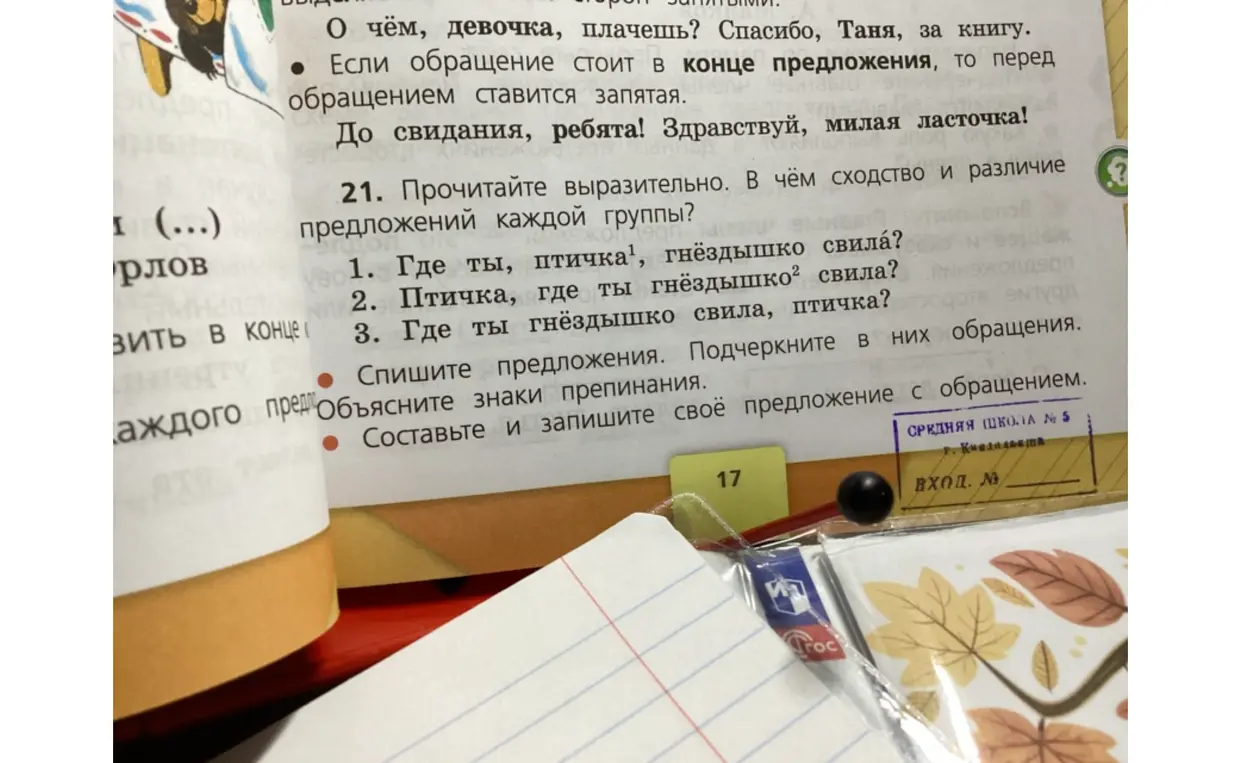 Составь и запиши своё предложение с обращением