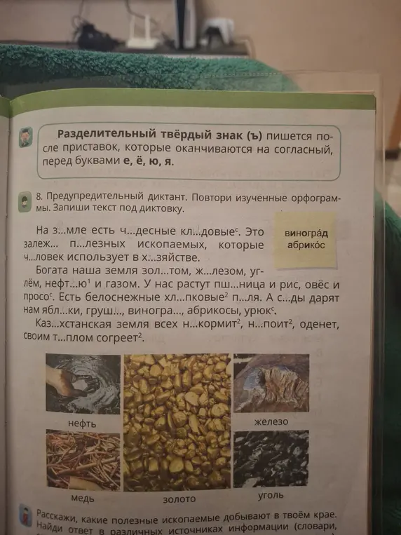 Заполни пропуски и раздели слова для переноса в тексте упражнения.