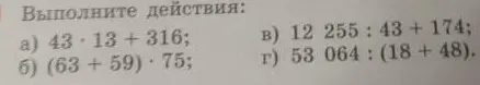 Выполни действия: a) 43*13+316