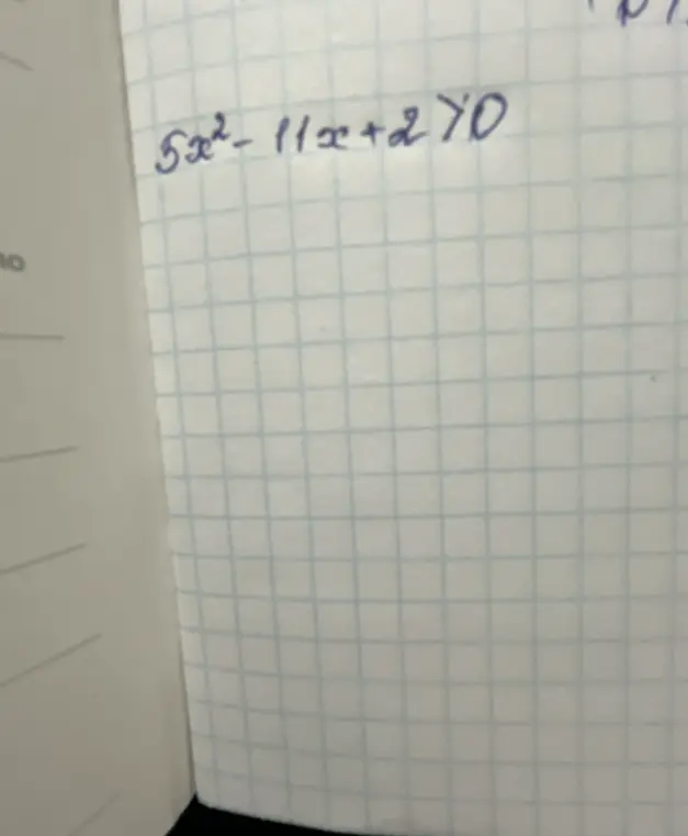 Помоги решить неравенство $5x^2 - 11x + 2 > 0$