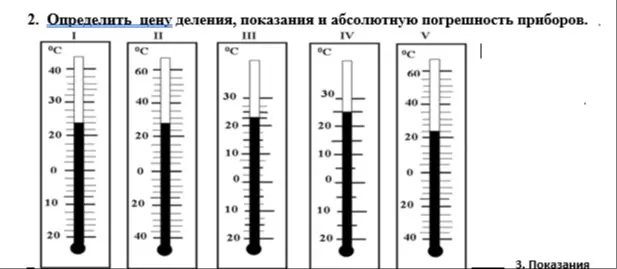 Мне нужно определить цену деления, показания и абсолютную погрешность приборов.