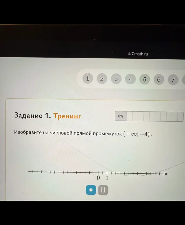 Как изобразить на числовой прямой промежуток (-∞; -4)?