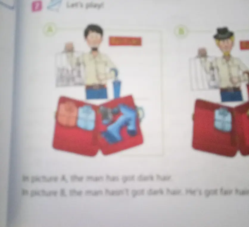 Ты просишь перевести текст: "In picture A, the man has got dark hair. In picture B, the man hasn't got dark hair. He's got fair hair"