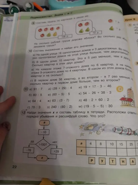 Найди значения x и составь таблицу в тетради, расположи ответы в порядке убывания и расшифруй слово