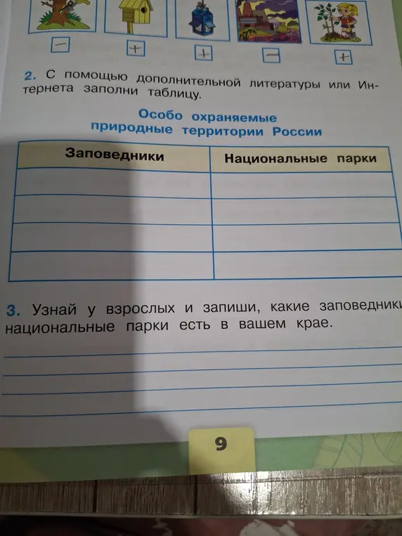 Помоги заполнить таблицу про особо охраняемые природные территории России и узнать, какие заповедники и национальные парки есть в моем крае.
