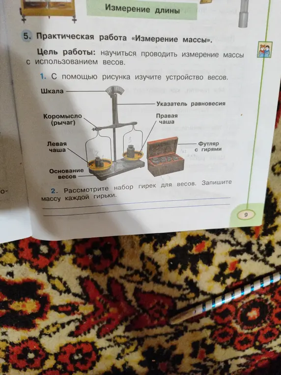 Определи массу каждой гирьки на изображении