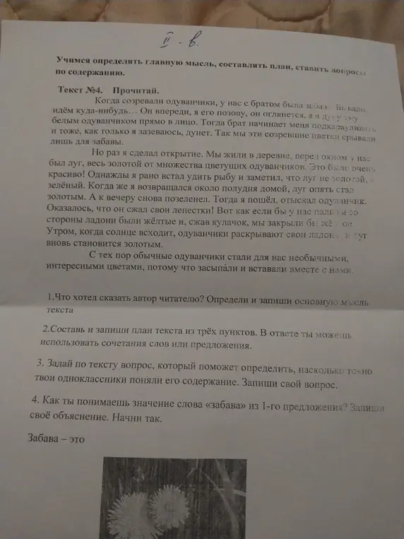 Объясни основную мысль текста, составь план текста из трёх пунктов, задай вопрос по тексту и объясни значение слова «забава» из 1-го предложения
