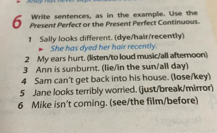Помоги составить предложения в Present Perfect или Present Perfect Continuous, используя слова в скобках