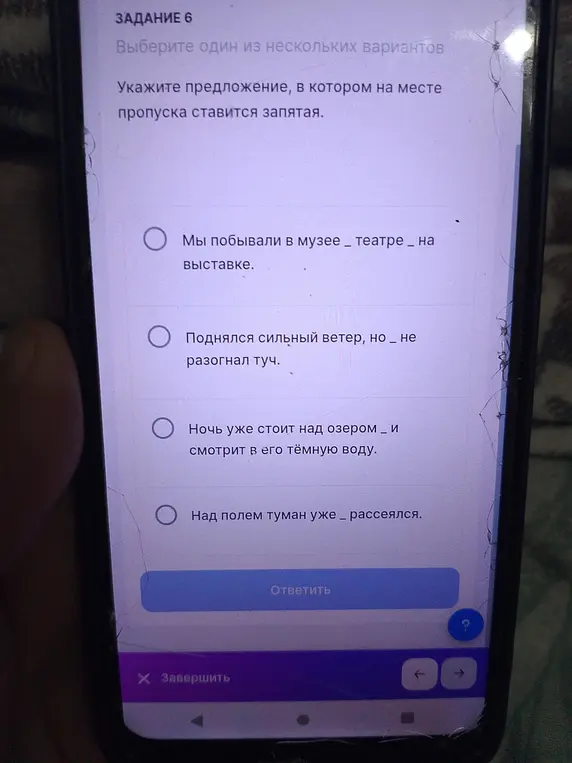 Укажи предложение, в котором на месте пропуска ставится запятая.