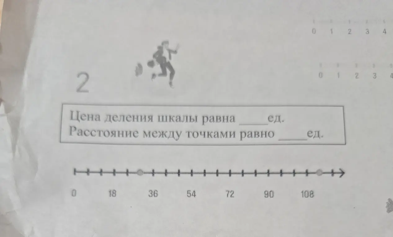 Определи цену деления шкалы и расстояние между точками