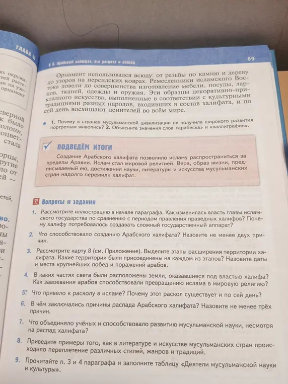 Можешь ли ты ответить на вопросы по тексту об арабском халифате: как изменилась власть главы исламского государства, что способствовало созданию Арабского халифата?