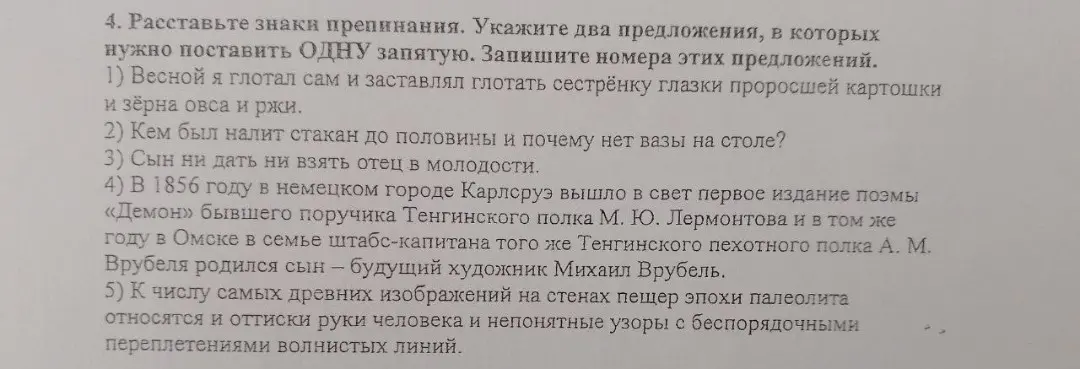 Укажи два предложения, в которых нужно поставить ОДНУ запятую