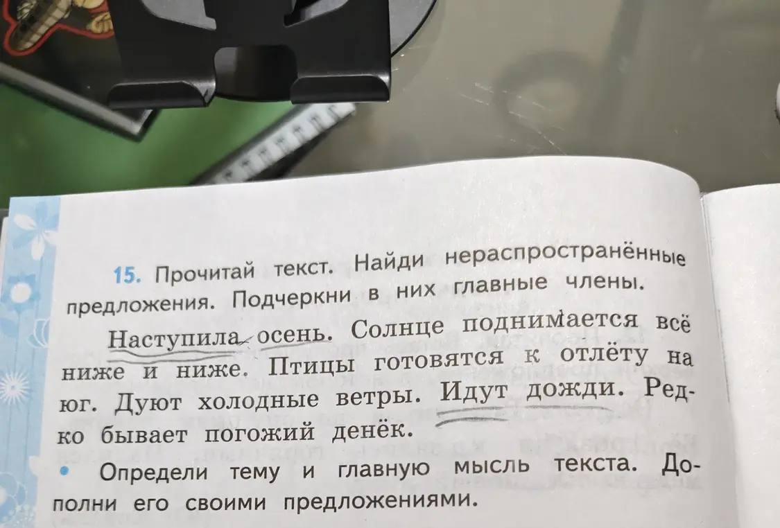 Ты просишь найти нераспространенные предложения в тексте и подчеркнуть в них главные члены.