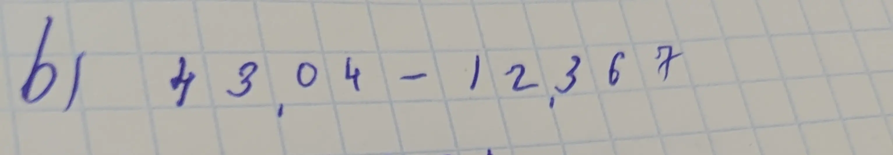 Выполни вычитание чисел 43,04 - 12,367